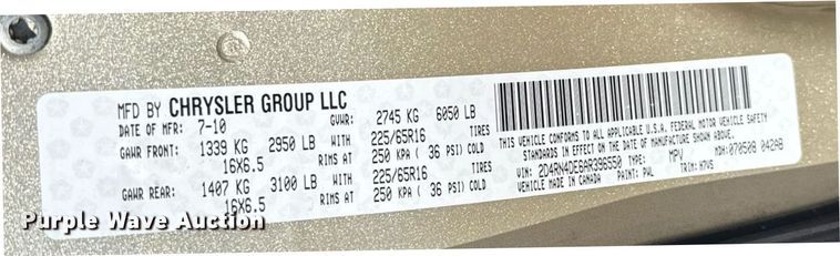 image for item ER2107 2010 Dodge Grand Caravan van