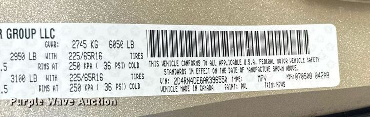 image for item ER2107 2010 Dodge Grand Caravan van