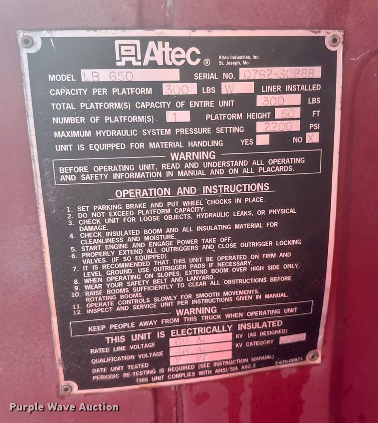 image for item ER2110 1992 Chevrolet Kodiak C6500 forestry bucket truck