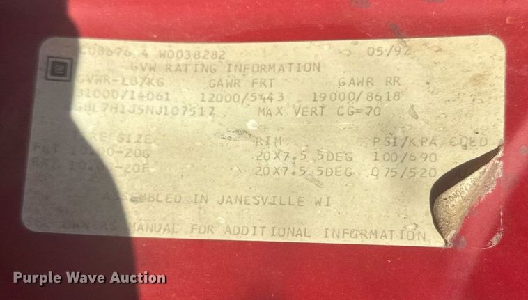 image for item ER2110 1992 Chevrolet Kodiak C6500 forestry bucket truck