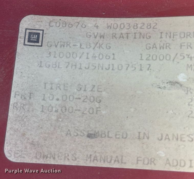 image for item ER2110 1992 Chevrolet Kodiak C6500 forestry bucket truck