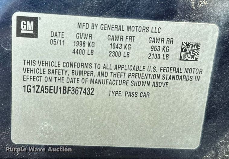 image for item ER2113 2011 Chevrolet Malibu 