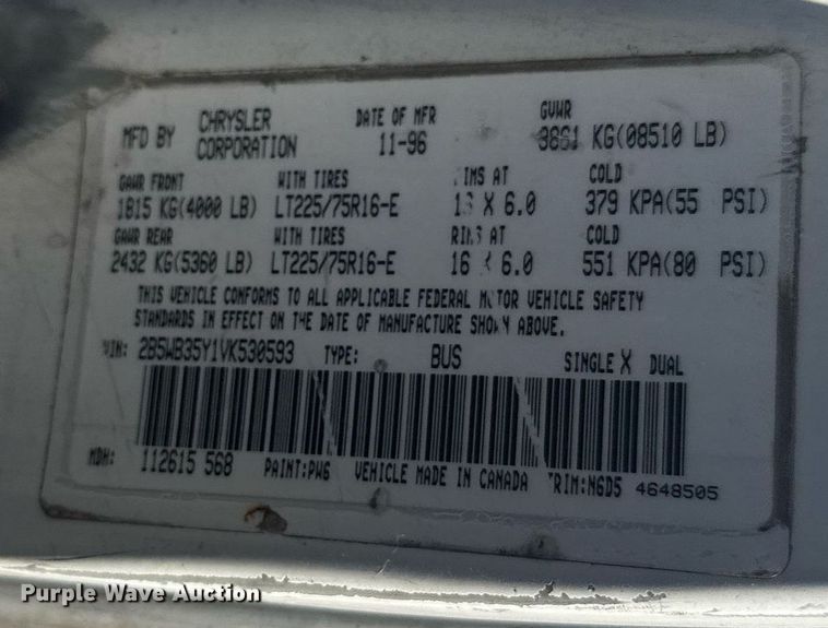 image for item ER2116 1997 Dodge Ram Wagon B3500 van