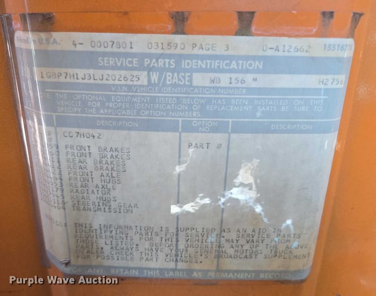 image for item ER5450 1990 Chevrolet C70 dump truck