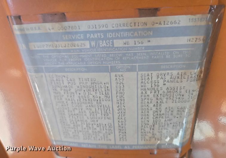 image for item ER5450 1990 Chevrolet C70 dump truck