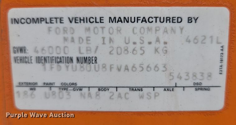 image for item ER5451 1985 Ford LT8000 dump truck