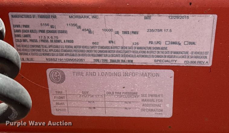 image for item HI9306 2016 Morbark Beever M18R wood chipper