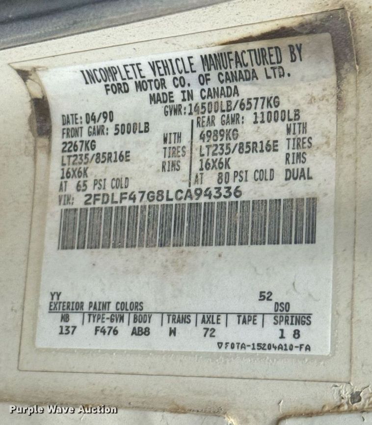 image for item HI9310 1990 Ford F450 Super Duty flatbed truck