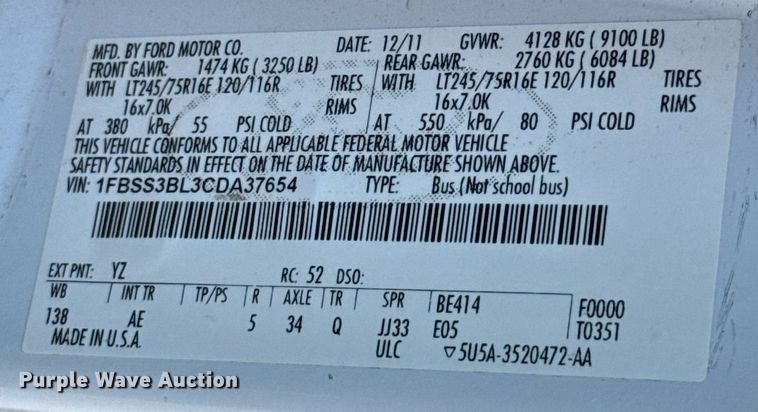 image for item HI9318 2012 Ford E350 van