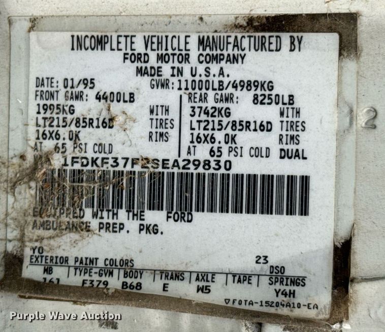 image for item LG9158 1995 Ford F350 ambulance