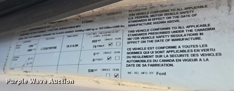 image for item OJ9916 2016 Ford E450 shuttle bus