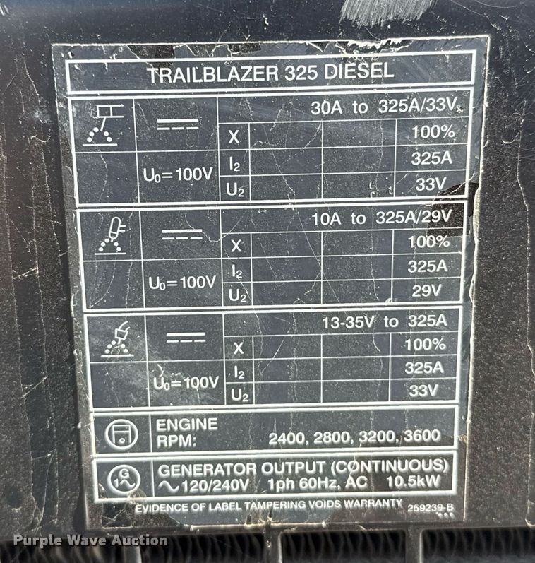 image for item DK6964 Miller Trailblazer 325 welder/generator