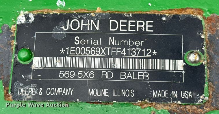 image for item DK6968 John Deere 569 MegaWidePlus round baler