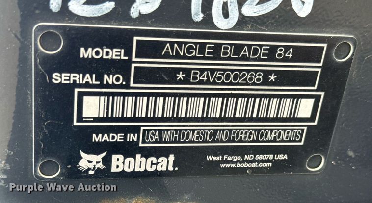 image for item DY0331 Bobcat Angle Blade 84 three point blade