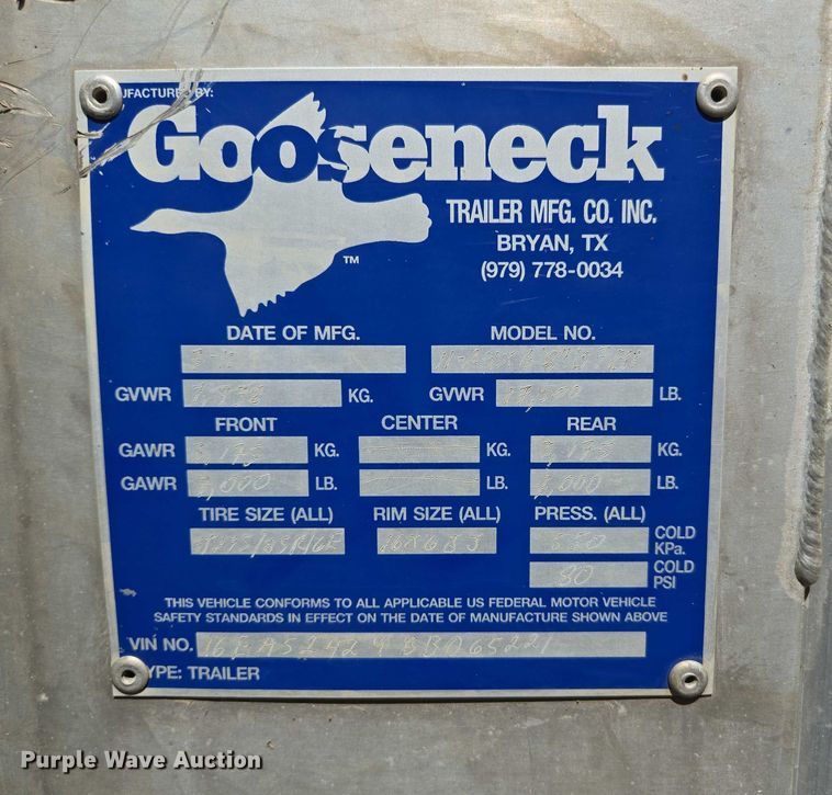 image for item ED2136 2011 Gooseneck 11-24x6'8
