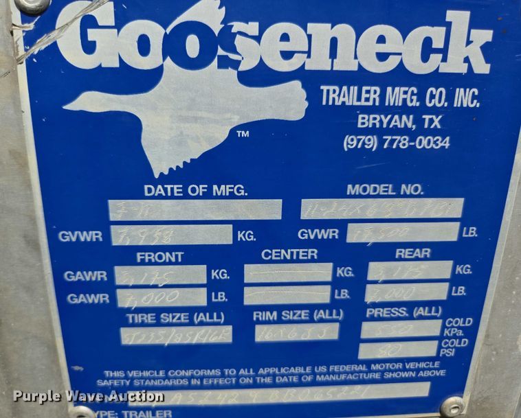 image for item ED2136 2011 Gooseneck 11-24x6'8