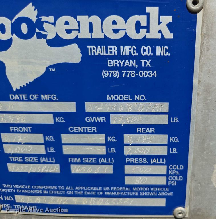 image for item ED2136 2011 Gooseneck 11-24x6'8