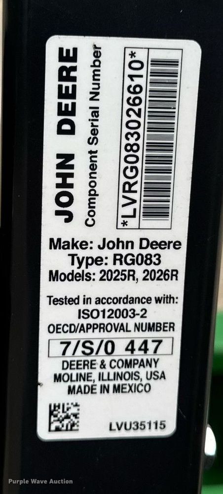image for item EM2117 2023 John Deere 2025R MFWD tractor