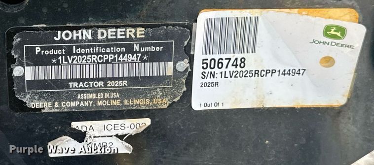 image for item EM2117 2023 John Deere 2025R MFWD tractor