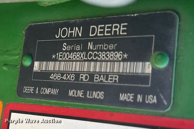 image for item ER2125 2012 John Deere 468 round baler