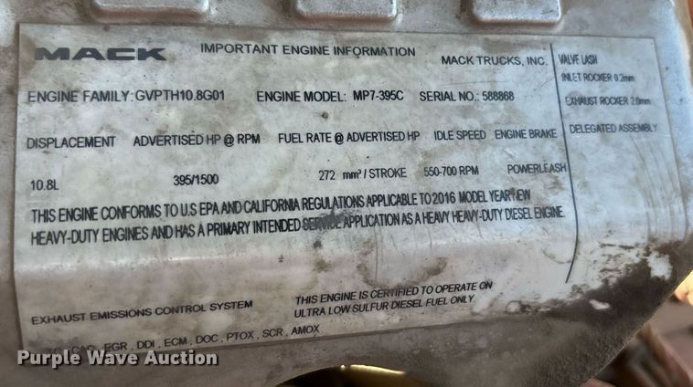 image for item DH8667 2017 Mack CXU613 semi truck