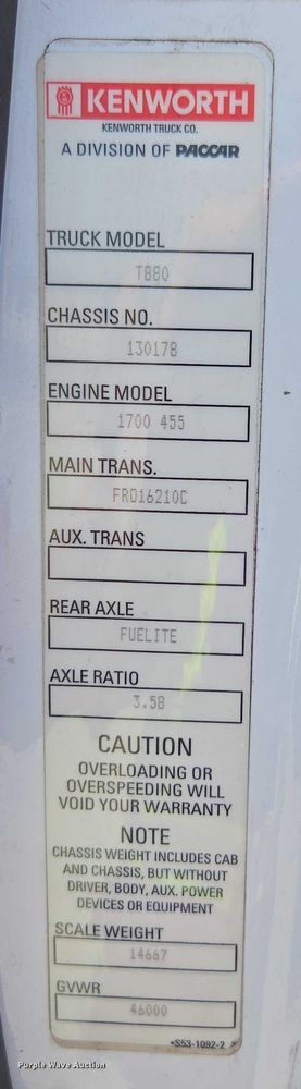 image for item DH8673 2016 Kenworth T880 semi truck