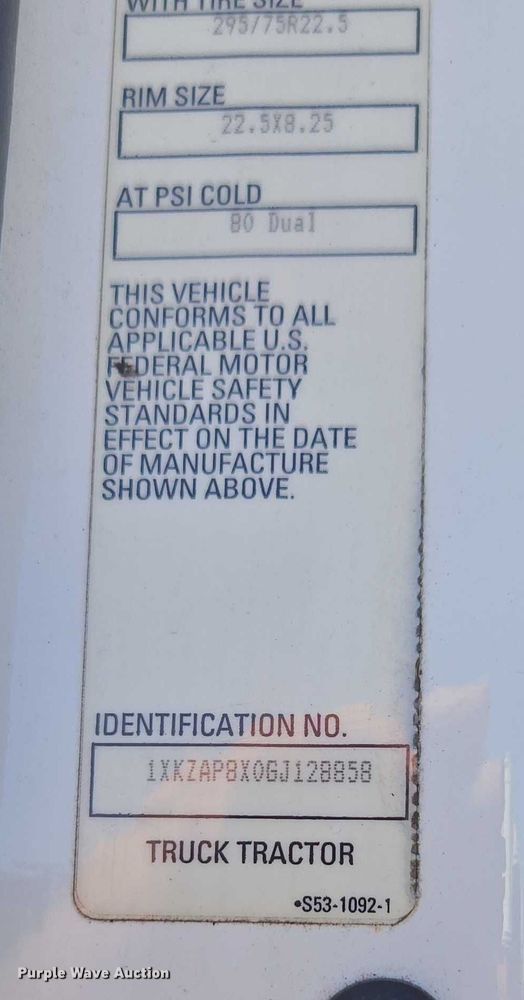 image for item DH8678 2016 Kenworth T880 semi truck