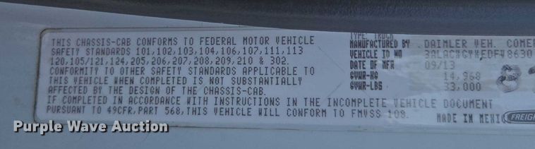 image for item DH8684 2014 Freightliner Business Class M2 box truck