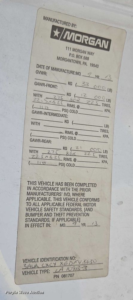 image for item DH8684 2014 Freightliner Business Class M2 box truck