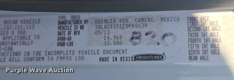 image for item DH8684 2014 Freightliner Business Class M2 box truck