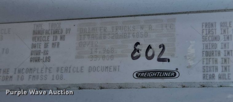 image for item DH8685 2013 Freightliner Business Class M2 box truck