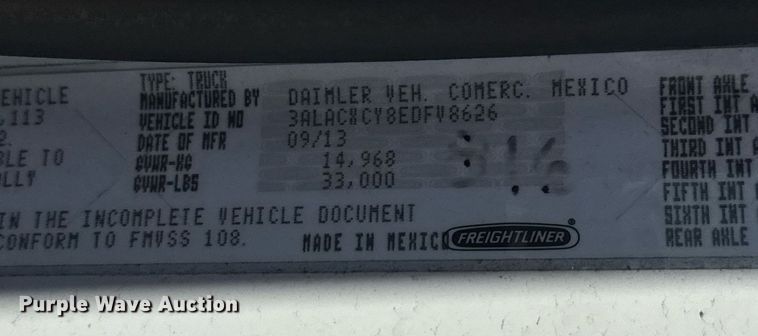 image for item DH8686 2014 Freightliner Business Class M2 box truck