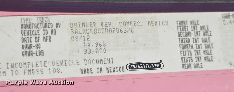 image for item DH8687 2013 Freightliner Business Class M2 box truck