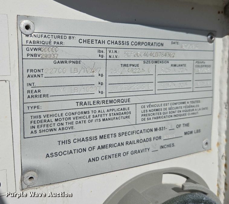 image for item DH8693 2016 Cheetah container trailer