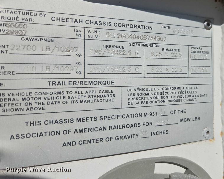 image for item DH8693 2016 Cheetah container trailer