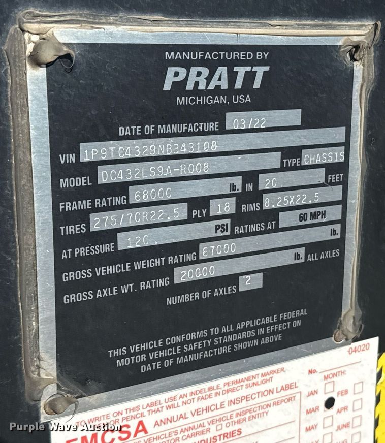 image for item DH8694 2023 Pratt DC432LS9A-R008 container trailer