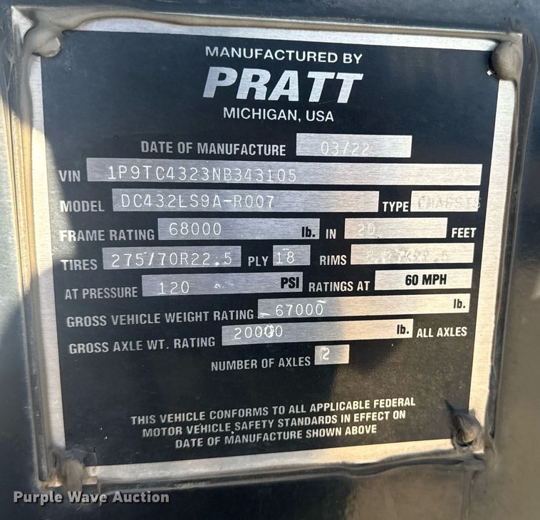 image for item DH8699 2023 Pratt DC432LS9A-R007 container trailer