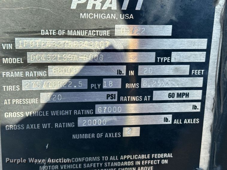 image for item DH8702 2023 Pratt DC432LS9A-R008 container trailer