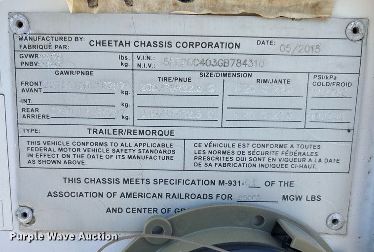 image for item DH8705 2016 Cheetah container trailer