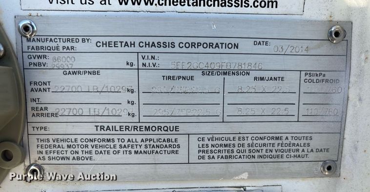 image for item DH8707 2015 Cheetah container trailer