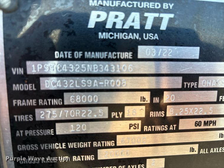 image for item DH8708 2023 Pratt DC432LS9A-R008 container trailer