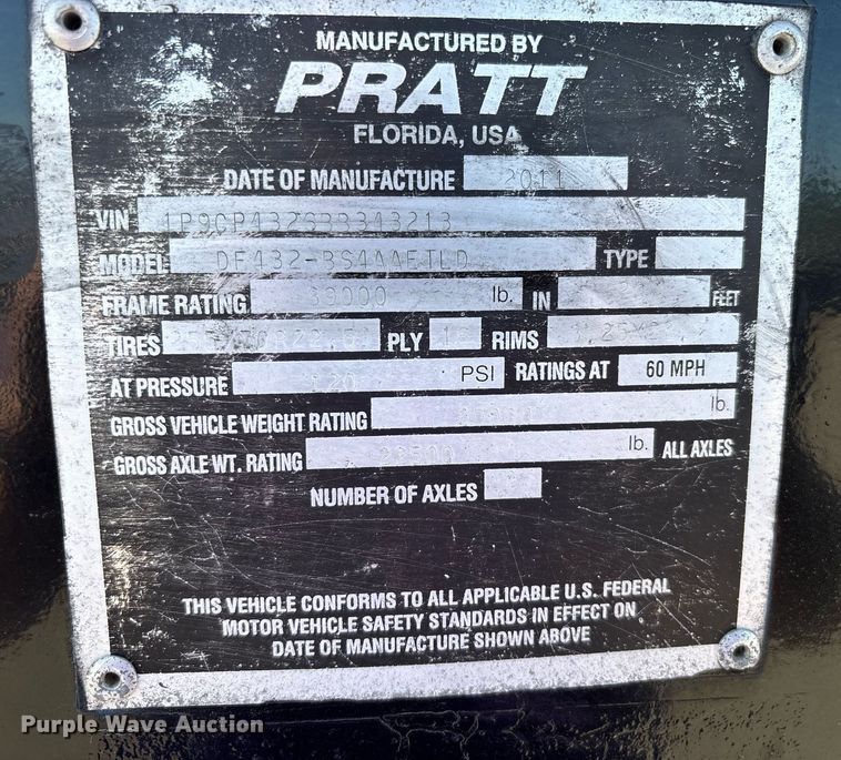 image for item DH8709 2011 Pratt DF432-BS4AAETLD container trailer