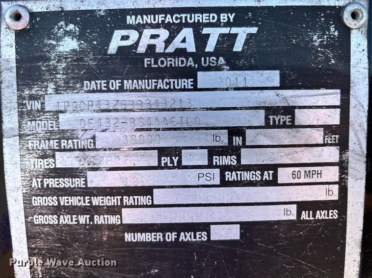 image for item DH8709 2011 Pratt DF432-BS4AAETLD container trailer