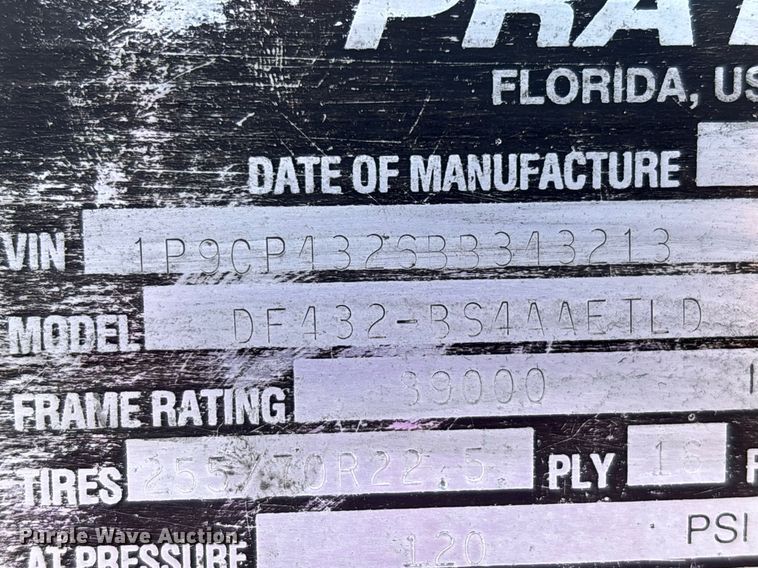 image for item DH8709 2011 Pratt DF432-BS4AAETLD container trailer