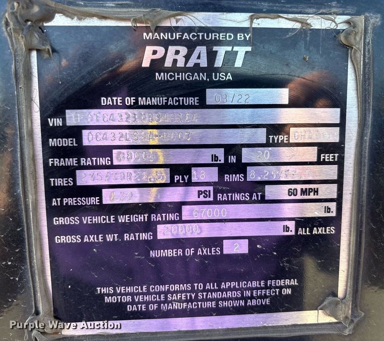 image for item DH8710 2023 Pratt DC432LS9A-R007 container trailer