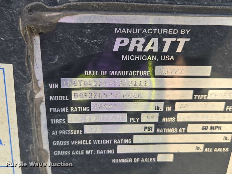 image for item DH8711 2023 Pratt DC432LS9A-R008 container trailer