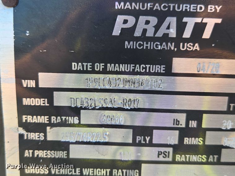 image for item DH8712 2021 Pratt DC432LS9AL-R017 container trailer