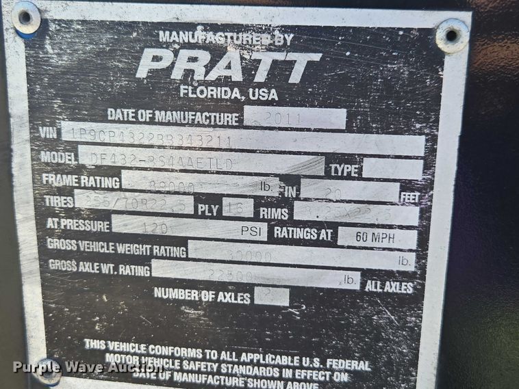 image for item DH8714 2010 Pratt DF432-BS4AAETLD container trailer