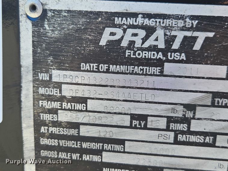 image for item DH8714 2010 Pratt DF432-BS4AAETLD container trailer