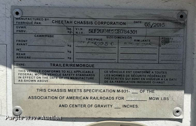 image for item DH8716 2016 Cheetah FB container trailer